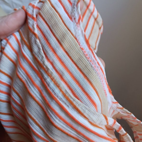 1OF1 Women's Medium Vintage Orange Striped Tank Top Sleeveless Casual Scoop Neck - Picture 7 of 7